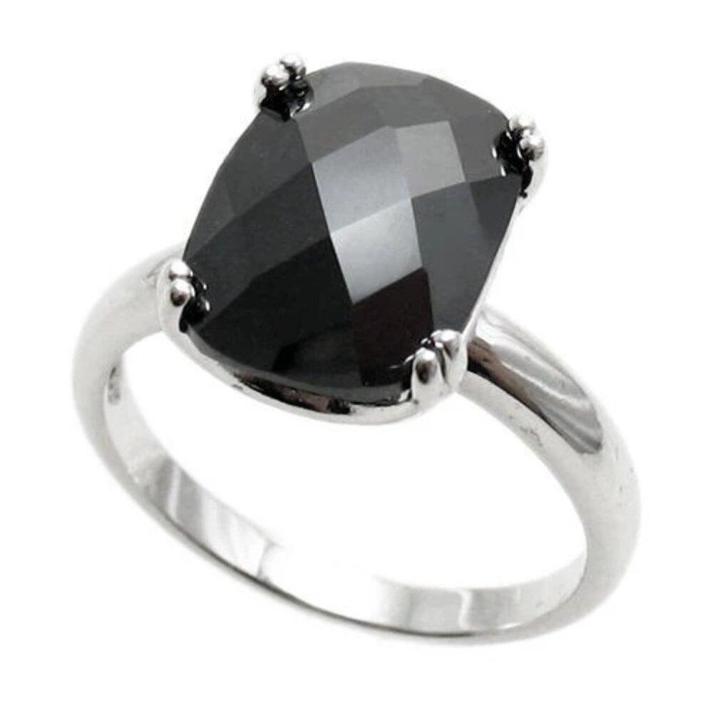 Spectacular Ring Black Obsidian Colored Rectangle… - image 1